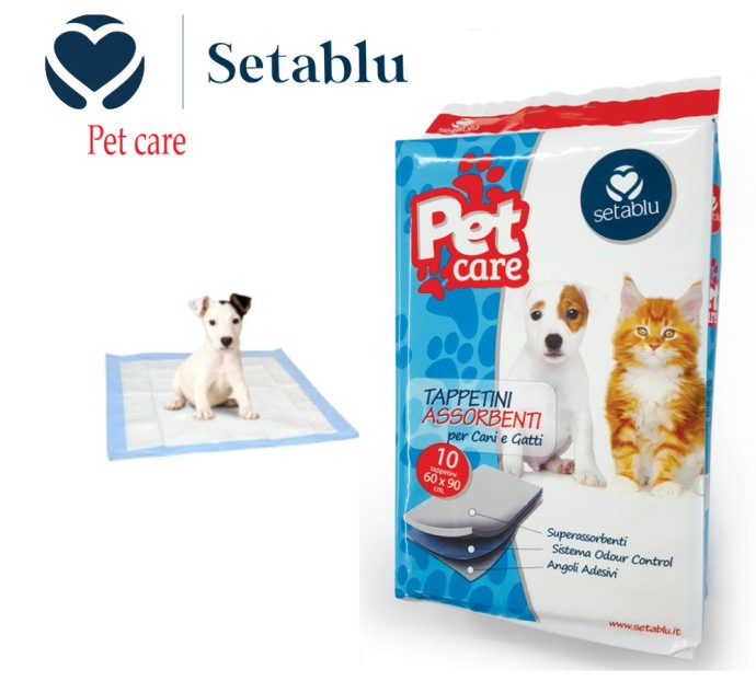 SETA BLU TAPPETINI ASSORB.PET 10PZ 60X90